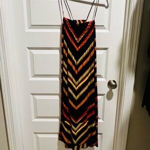 Anthropologie Multicolor Striped Slip Dress with Bold Chevron Pattern
